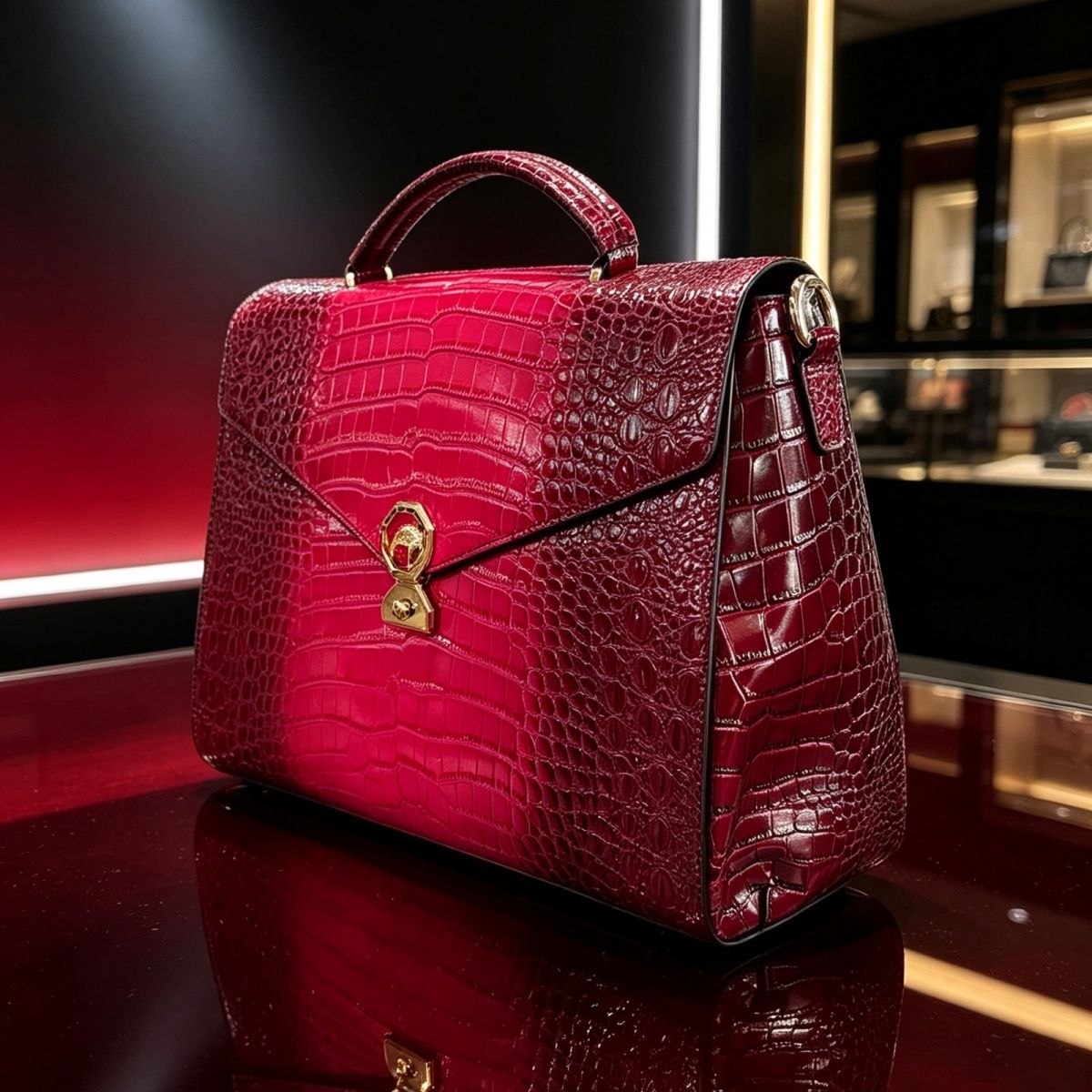 Large capacity crocodile leather handbag/crossbody bag, artistic and stylish, perfect as a gift with sequins and a sophisticated feel.
