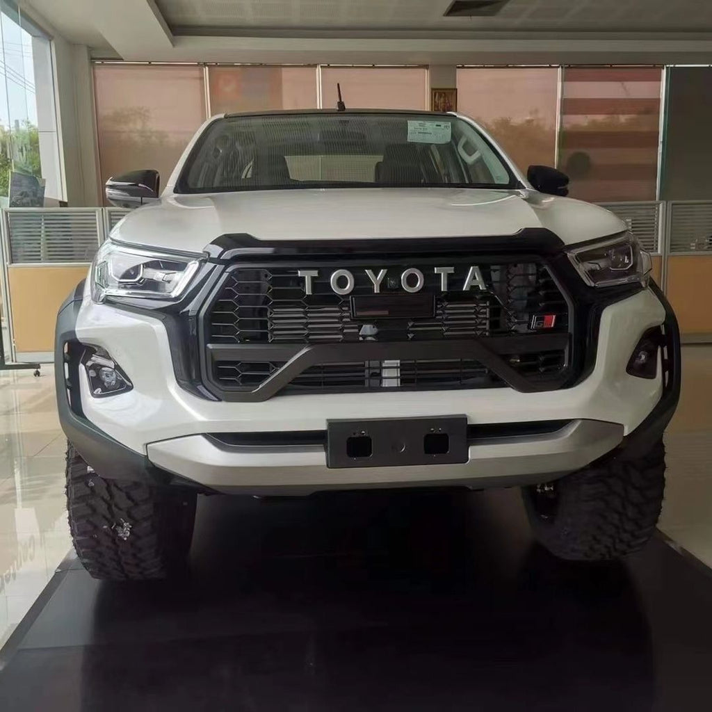12-25 Hilux body kit for older models, 26 Travo upgraded bumper, grille, and headlights.