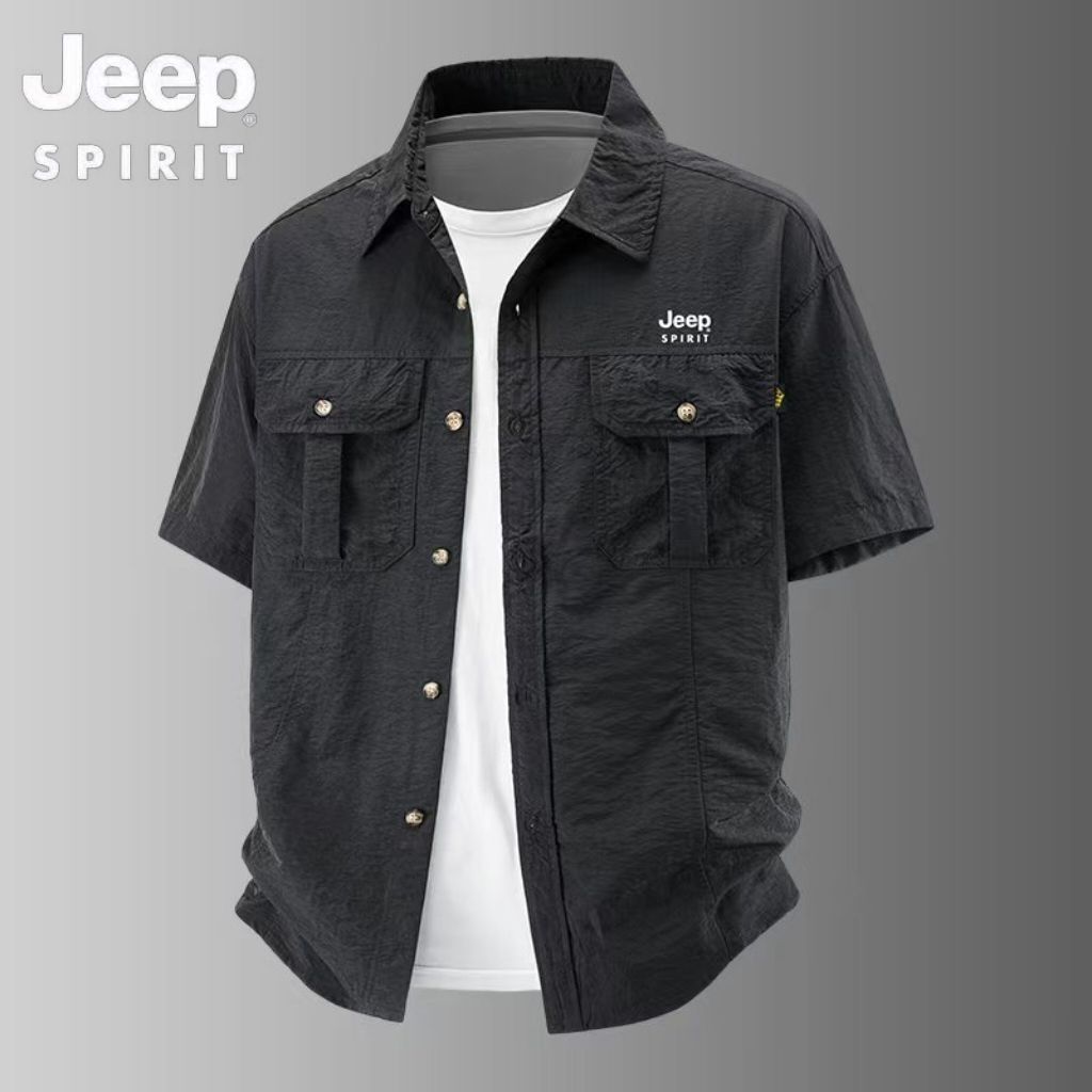 Official Authentic Jeep PIRIT Men's Short-Sleeve Shirt, New Summer Style, Mature Uncle's