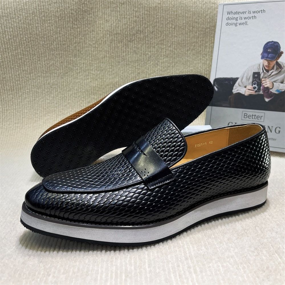 Stylish Handmade Leather Shoes for Men - Slip-on Loafers, Genuine Leather Casual Shoes, Breathable