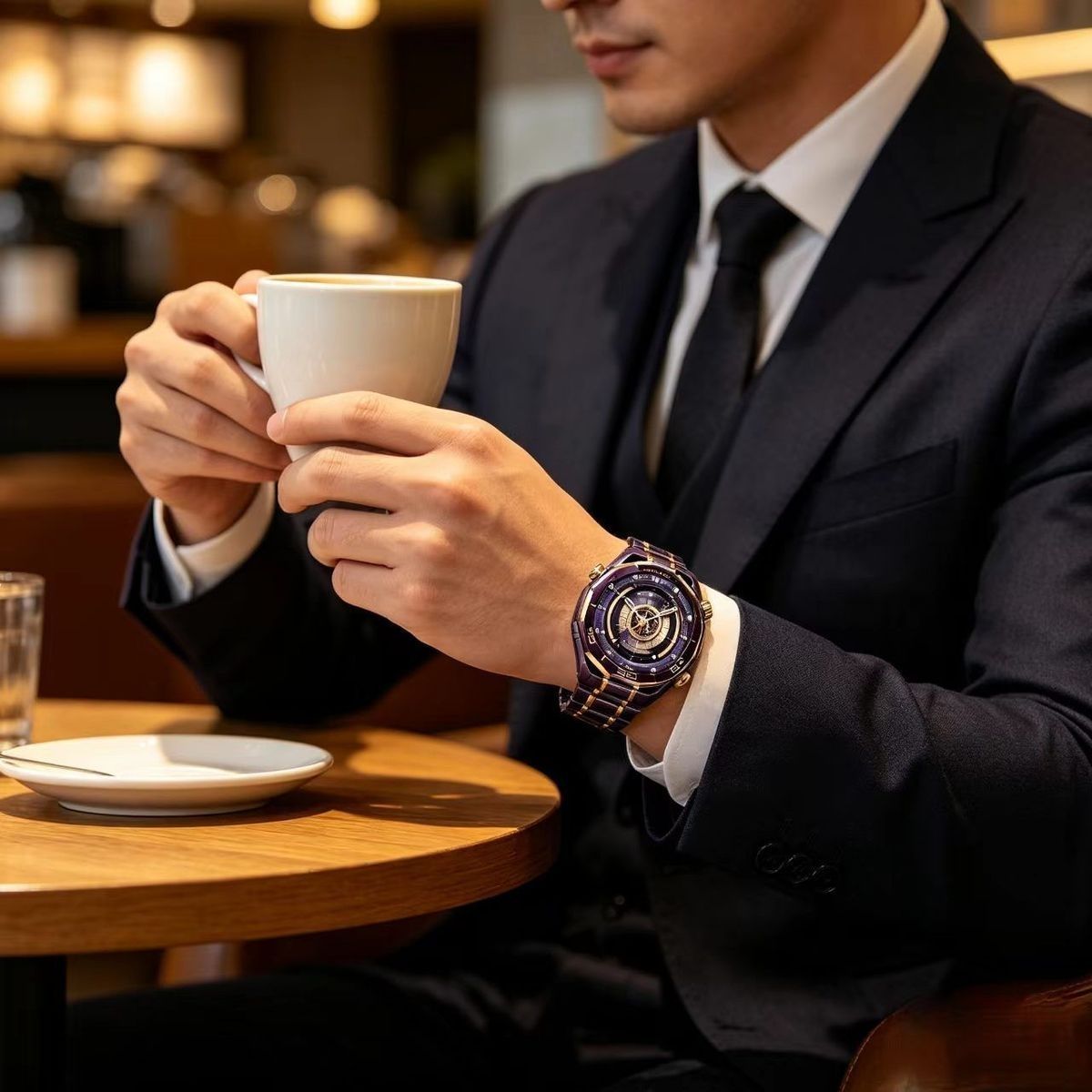 Blue and green diamond full-star watch, men's full-diamond watch, New style.