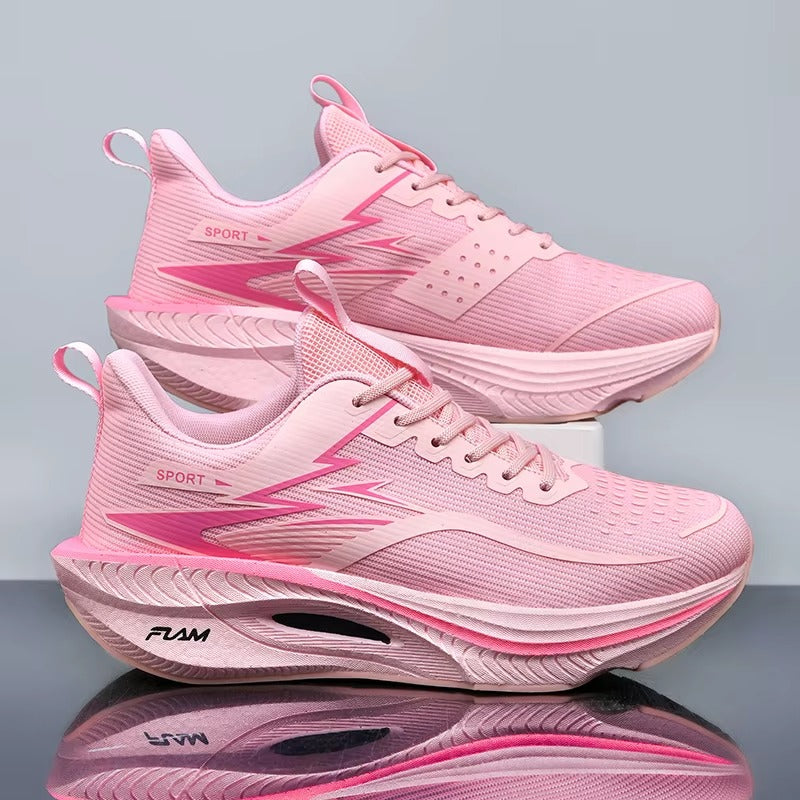 Ultralight running shoes with waterproof, non-slip, and wear-resistant leather upper and carbon fiber plate for athletic sports