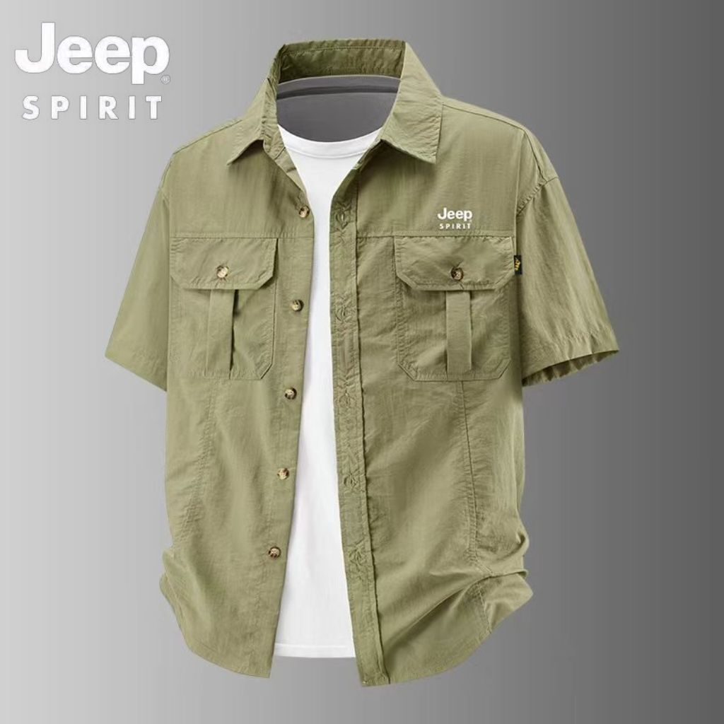 Official Authentic Jeep PIRIT Men's Short-Sleeve Shirt, New Summer Style, Mature Uncle's