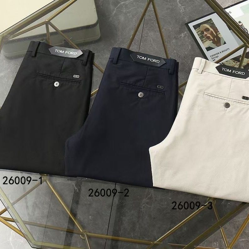Thin Silky Elastic Slim Straight Leg Casual Pants for Men, Business Style