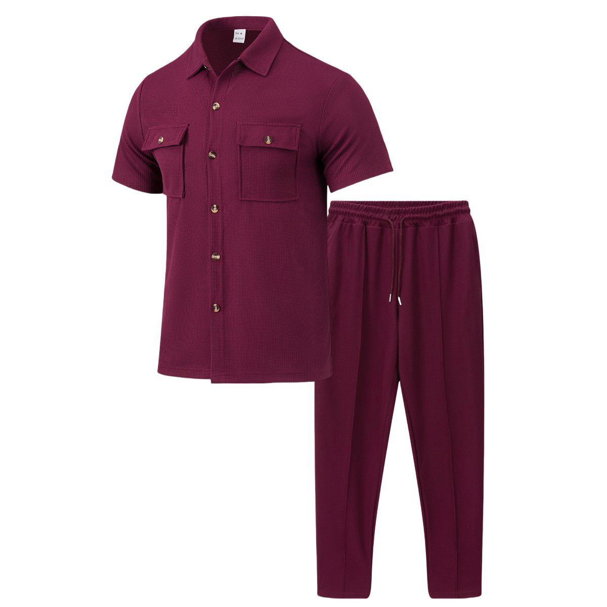 2026 Summer New Men's European and American Style Solid Color Button Pocket Shirt Short Sleeve Long