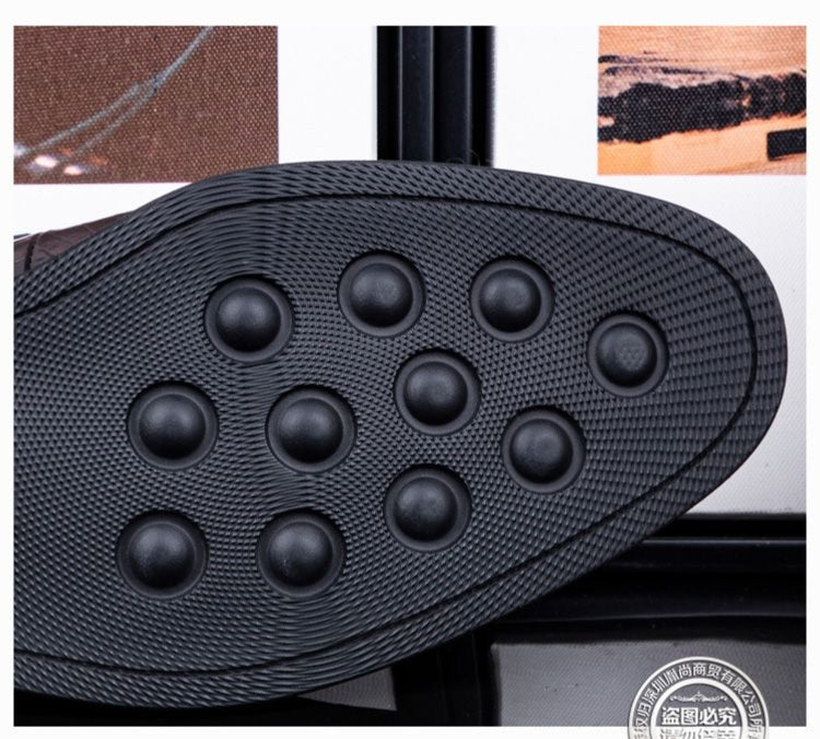 High-end crocodile leather men's business casual slip-on loafers