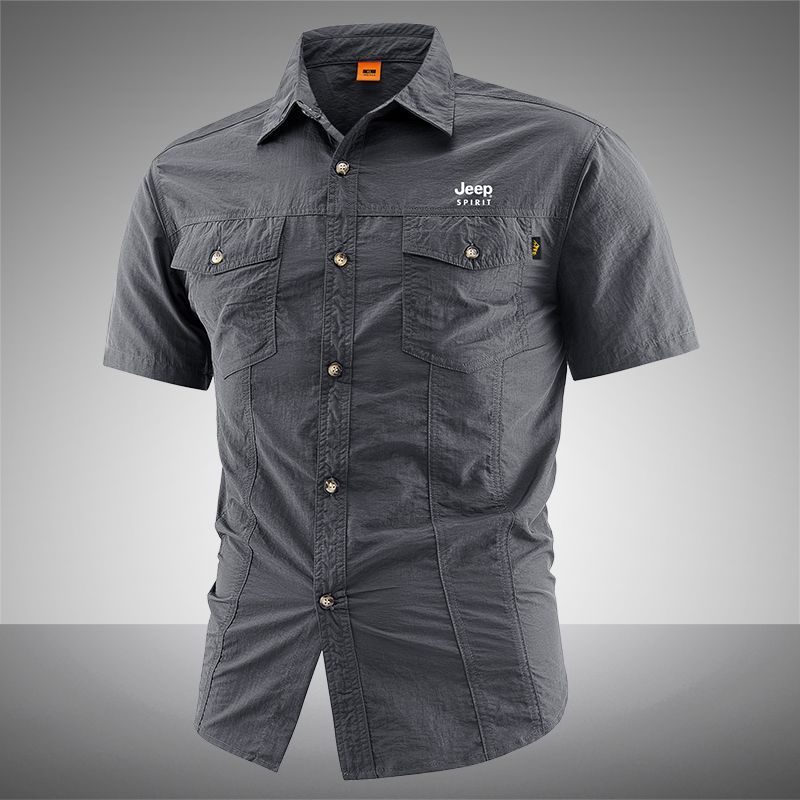 Official Authentic Jeep PIRIT Men's Short-Sleeve Shirt, New Summer Style, Mature Uncle's