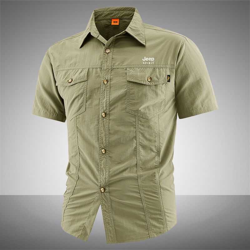 Official Authentic Jeep PIRIT Men's Short-Sleeve Shirt, New Summer Style, Mature Uncle's