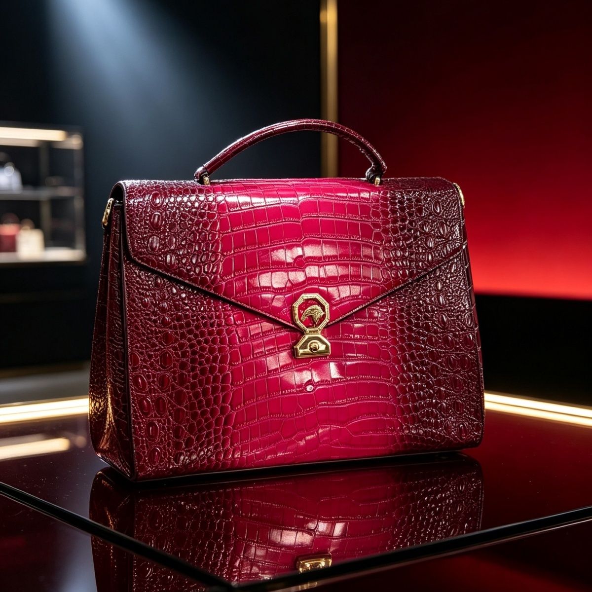 Large capacity crocodile leather handbag/crossbody bag, artistic and stylish, perfect as a gift with sequins and a sophisticated feel.