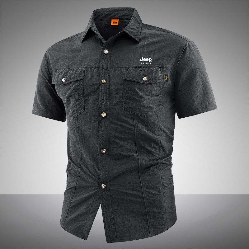 Official Authentic Jeep PIRIT Men's Short-Sleeve Shirt, New Summer Style, Mature Uncle's