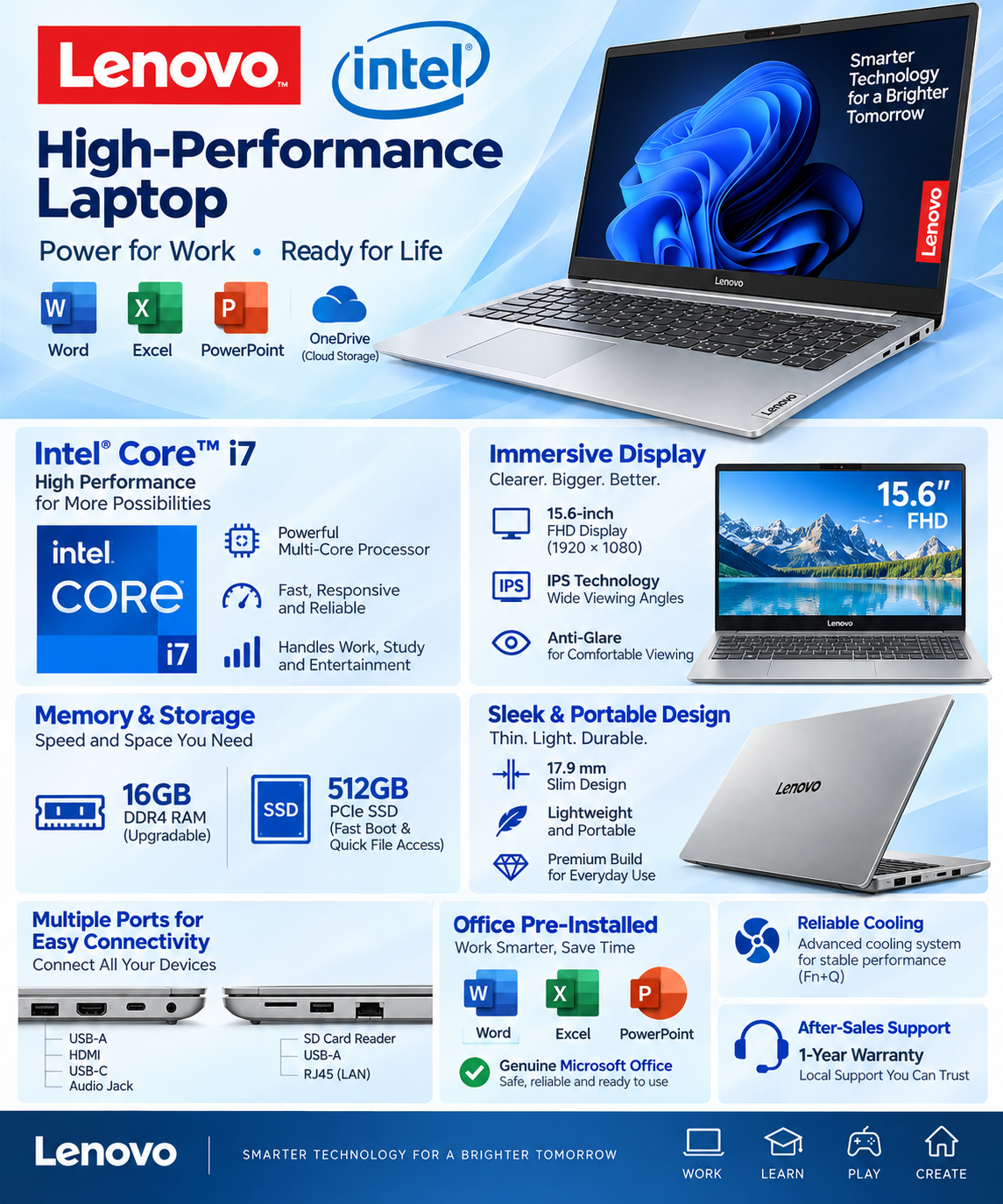 Lenovo Core i7 High-Performance Laptop (High Specs)