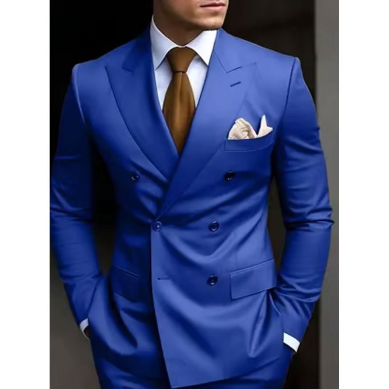 Men's Suit, Double-breasted Three-Piece Business Casual Suit for Grooms and Weddings, High-End Suit Set