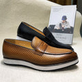 British business casual leather shoes, men's fish pattern shoes