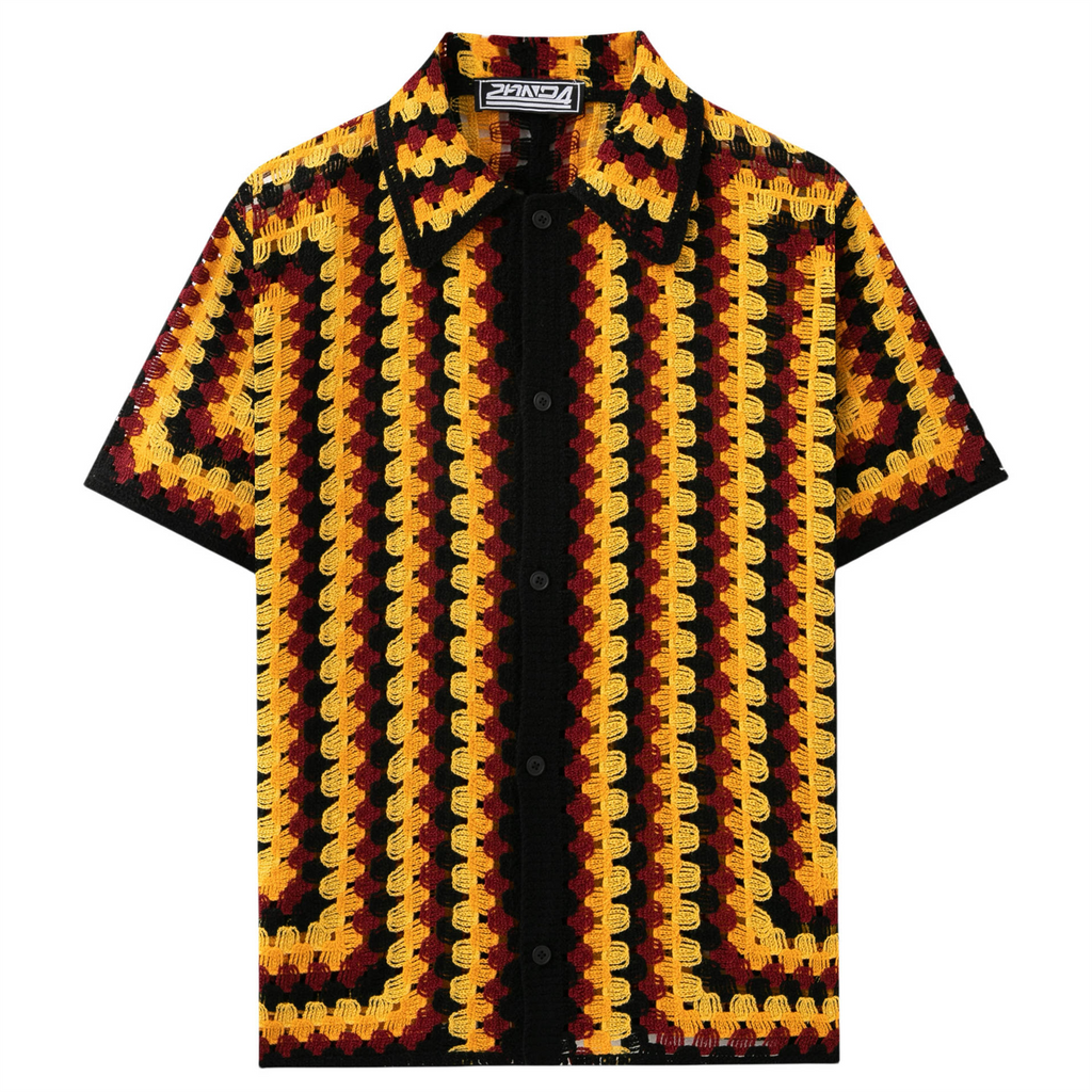 knit shirt summer short sleeve striped crochet cardigan PO