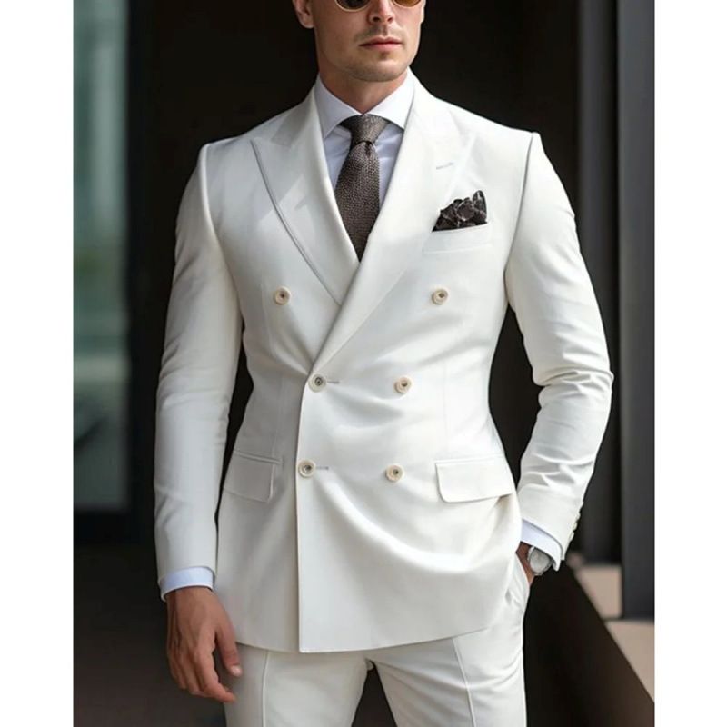 Men's Suit, Double-breasted Three-Piece Business Casual Suit for Grooms and Weddings, High-End Suit Set