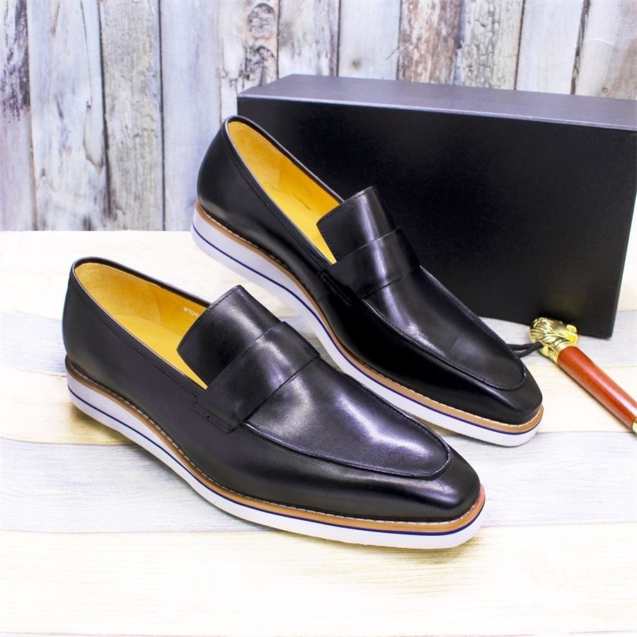 Stylish Handmade Leather Shoes for Men - Slip-on Loafers, Genuine Leather Casual Shoes, Breathable