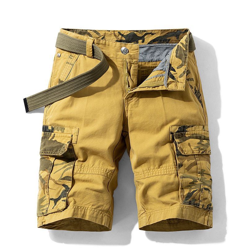 Men's cargo shorts, 2025 summer new style, trendy pure cotton five-point pants, wide fit.