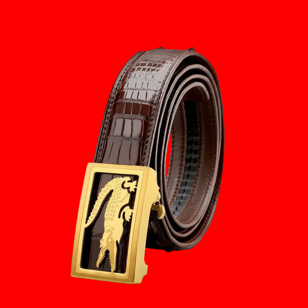 Thai crocodile leather men's smooth leather belt, new automatic business cowhide casual trouser belt