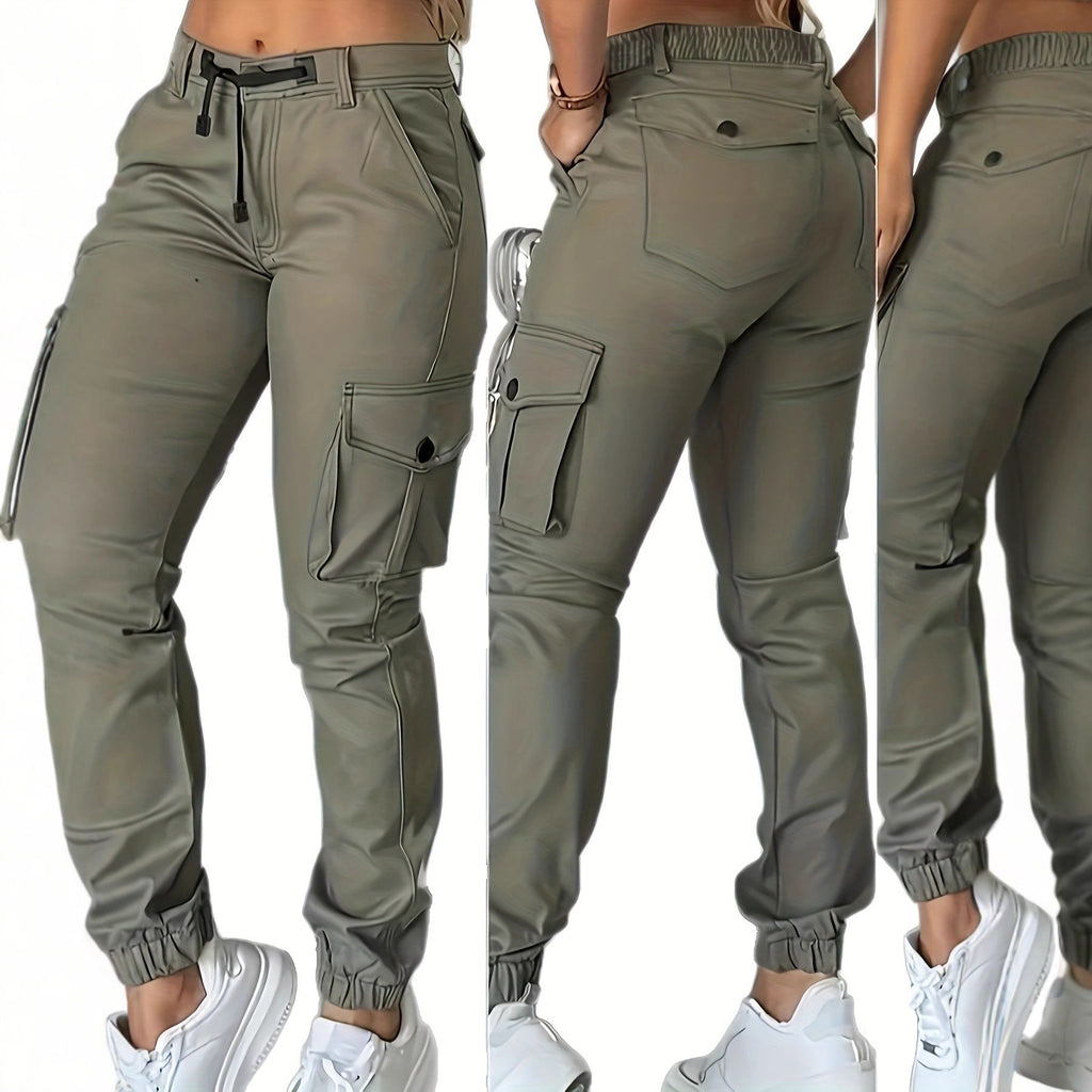 New European and American cross-border style 2026 women's long workwear with multiple pockets and drawstring hem.