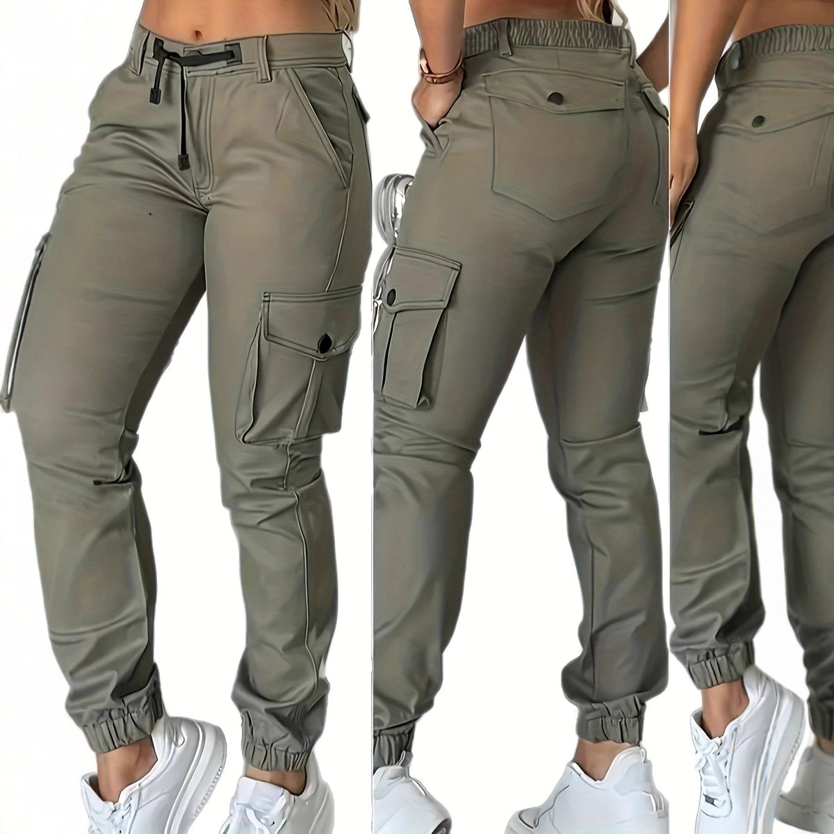 New European and American cross-border style 2026 women's long workwear with multiple pockets and drawstring hem.