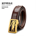 Thai crocodile leather men's smooth leather belt, new automatic business cowhide casual trouser belt