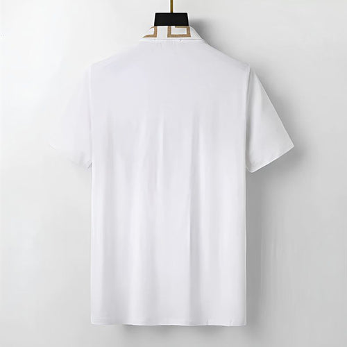 Men's short-sleeved collared T-shirt, summer fashion trendy men's business casual cotton breathable sweat-absorbent plus size export.