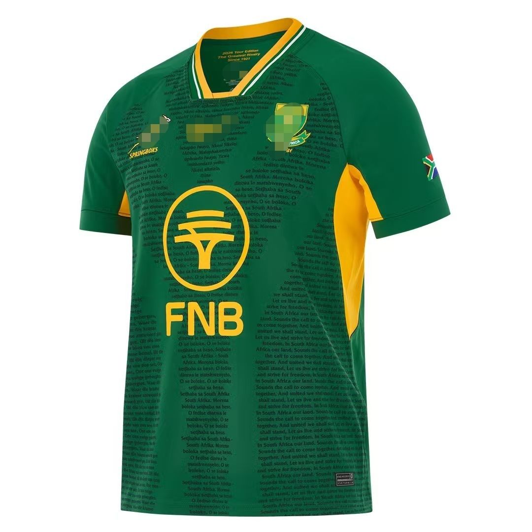 New South African rugby short-sleeved jersey, British style, 2026-2027 new fan edition.