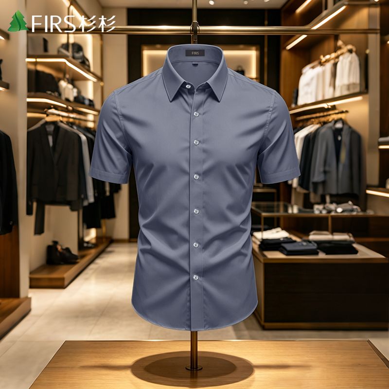 Romon Men's Bamboo Fiber Short-Sleeve Shirt, Summer Thin Style, Business Style, 2026