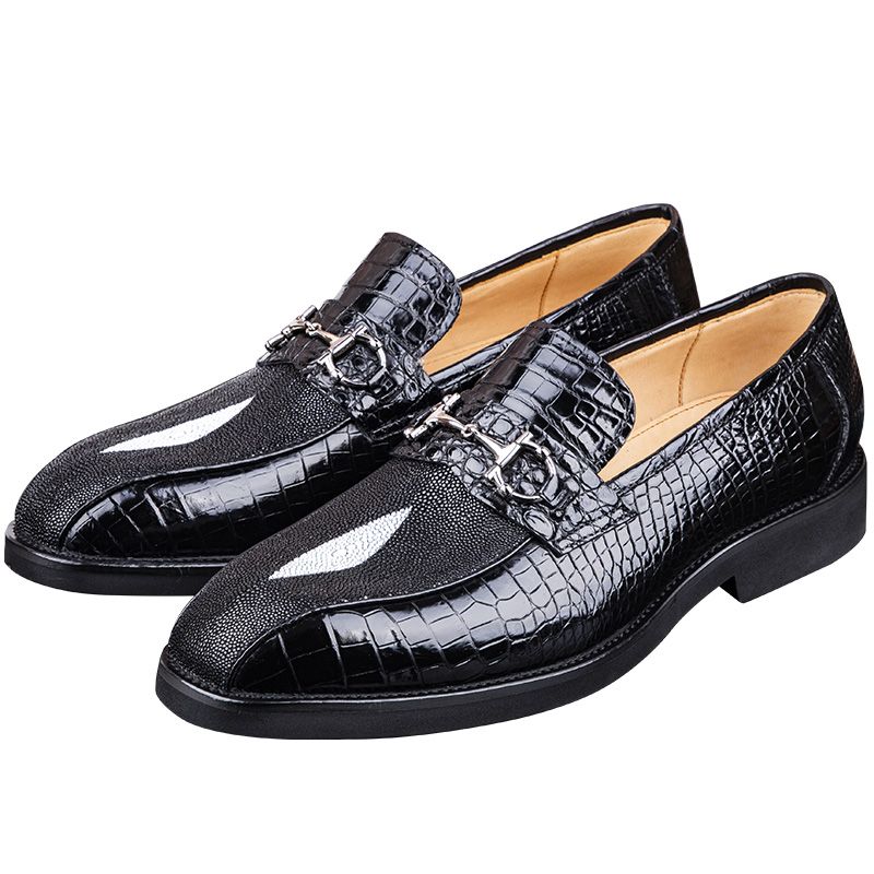High-end crocodile leather men's business casual slip-on loafers
