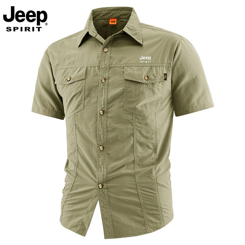 Official Authentic Jeep PIRIT Men's Short-Sleeve Shirt, New Summer Style, Mature Uncle's