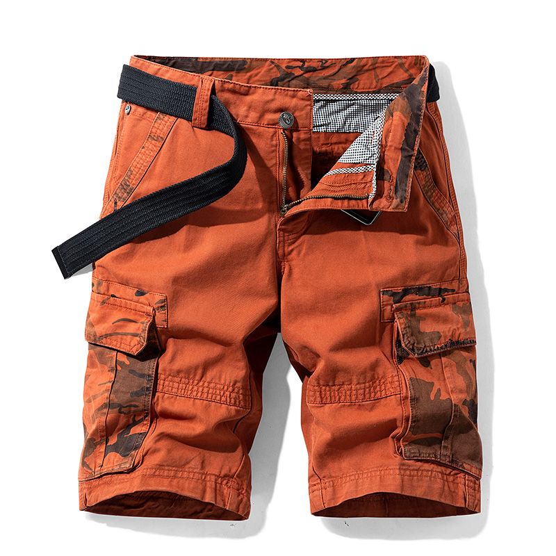 Men's cargo shorts, 2025 summer new style, trendy pure cotton five-point pants, wide fit.