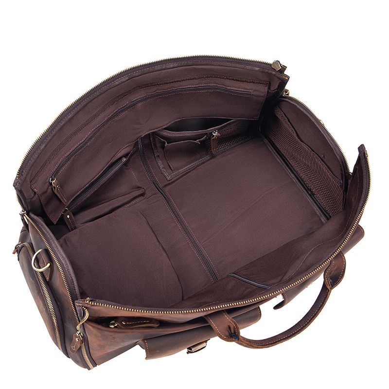 [Stylish Leather Shoe Compartment Trolley Travel Bag] Genuine Leather Suit Storage Bag with a Luxurious Feel