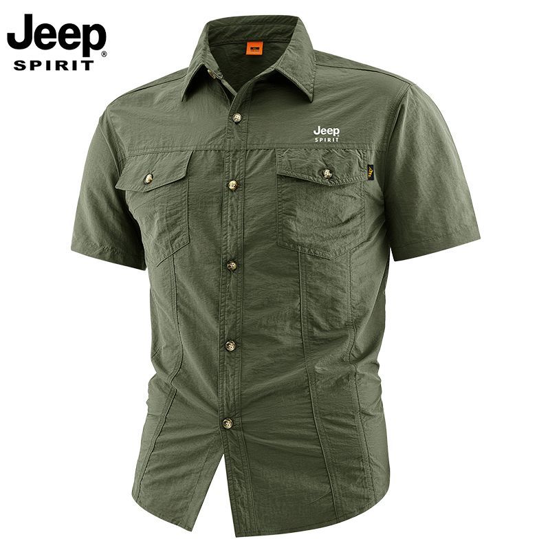 Official Authentic Jeep PIRIT Men's Short-Sleeve Shirt, New Summer Style, Mature Uncle's
