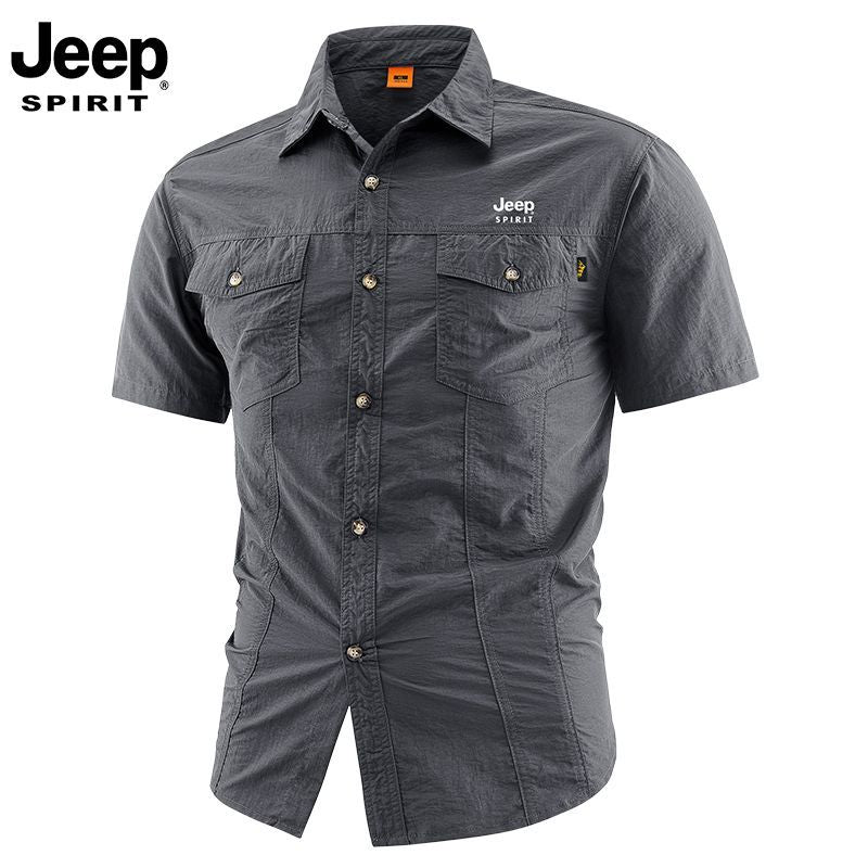 Official Authentic Jeep PIRIT Men's Short-Sleeve Shirt, New Summer Style, Mature Uncle's