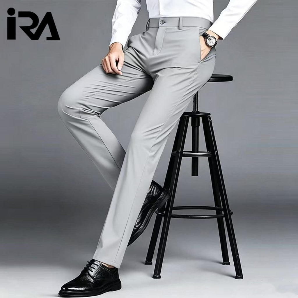 Summer Slim Men's Casual Pants, Business Slim Fit Straight Leg, Ice Silk