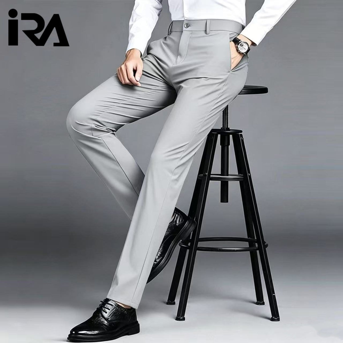 Summer Slim Men's Casual Pants, Business Slim Fit Straight Leg, Ice Silk