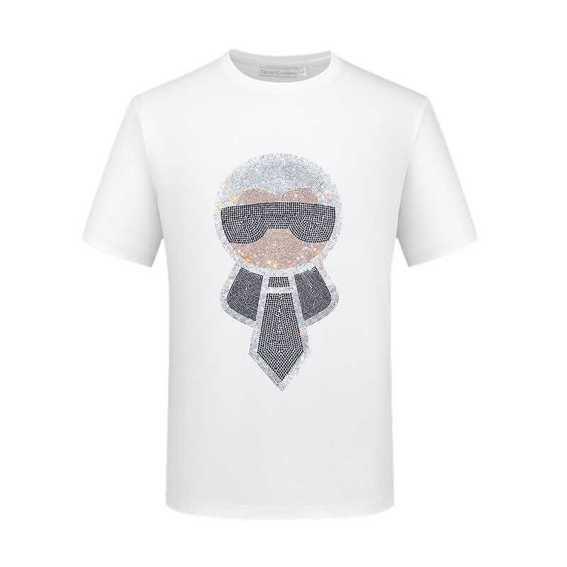 High Street Cut 2026 Summer Embroidered Men's Short-Sleeve T-Shirt Trendy Slim Fit Crew Neck
