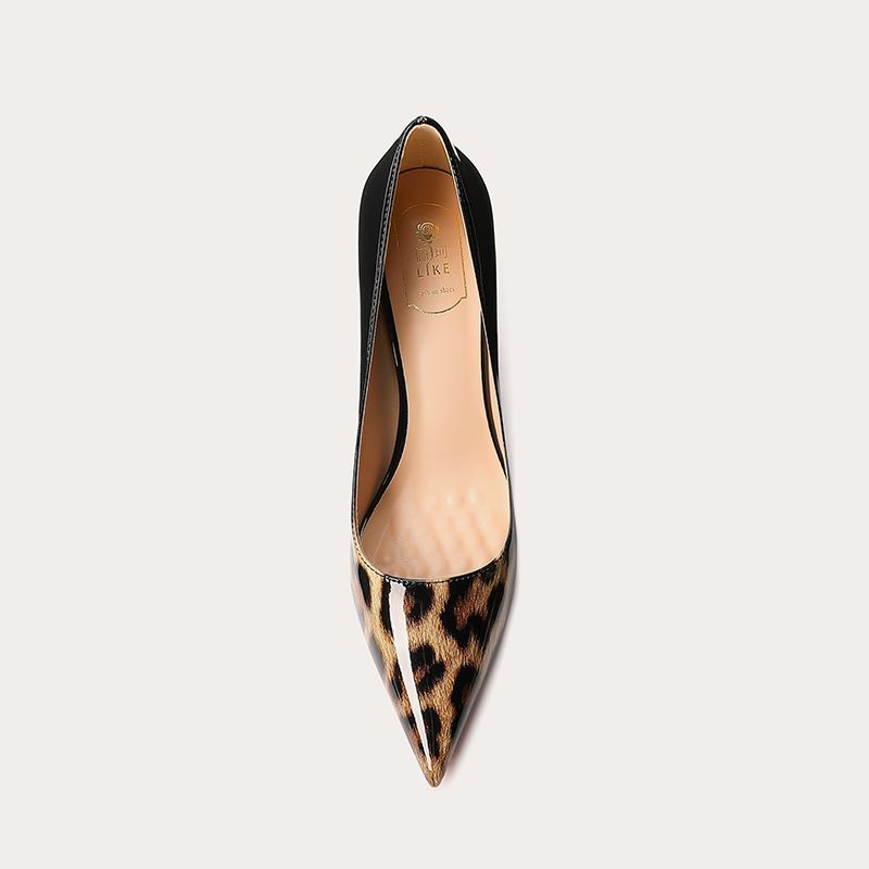 CL elegant and sophisticated women's rhinestone stiletto heels, new black patent leather, pointed toe, and red sole.