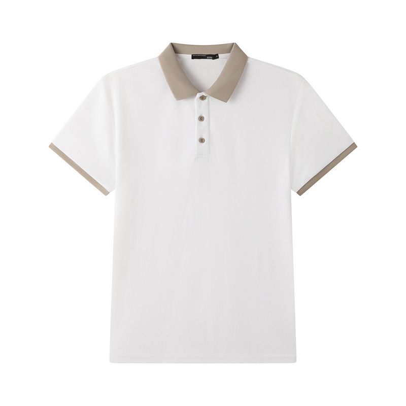Heavyweight cotton short-sleeved polo shirt for middle-aged and young adults, classic collar, comfortable and stylish top.