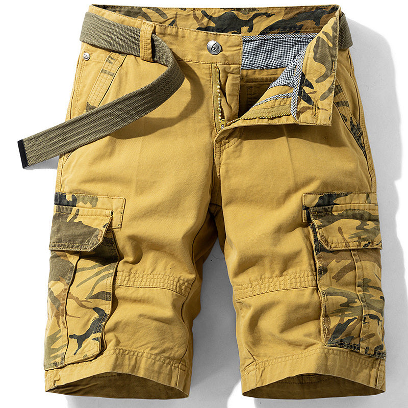 Men's cargo shorts, 2025 summer new style, trendy pure cotton five-point pants, wide fit.