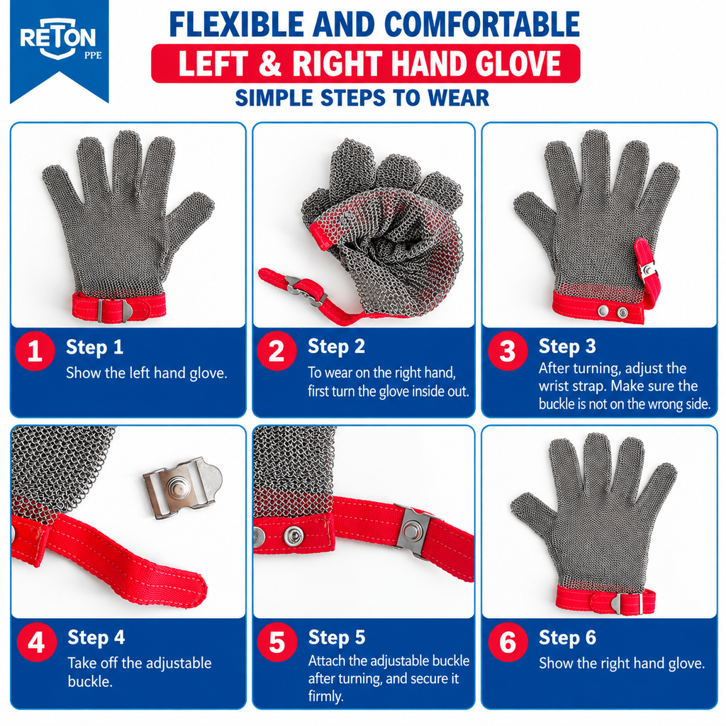 Level 9 cut-resistant gloves, 316L stainless steel, double-sided cut-resistant, food-grade slaughter gloves.