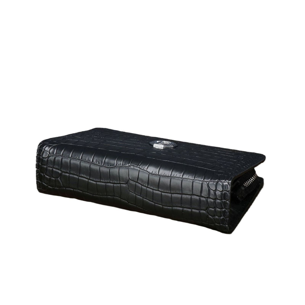 New crocodile belly men's large handbag, high-end, large capacity, long, light luxury wallet, multi-functional business clutch.