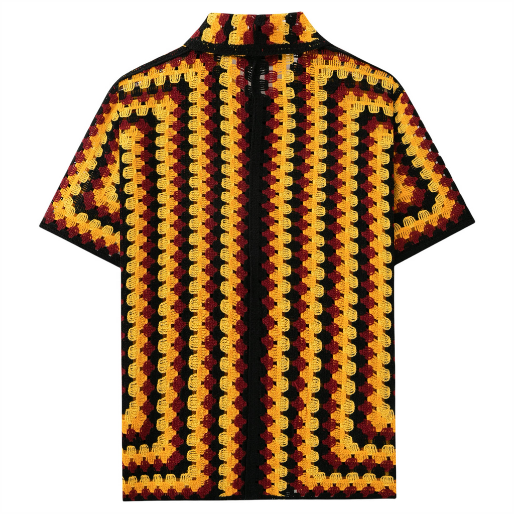 knit shirt summer short sleeve striped crochet cardigan PO