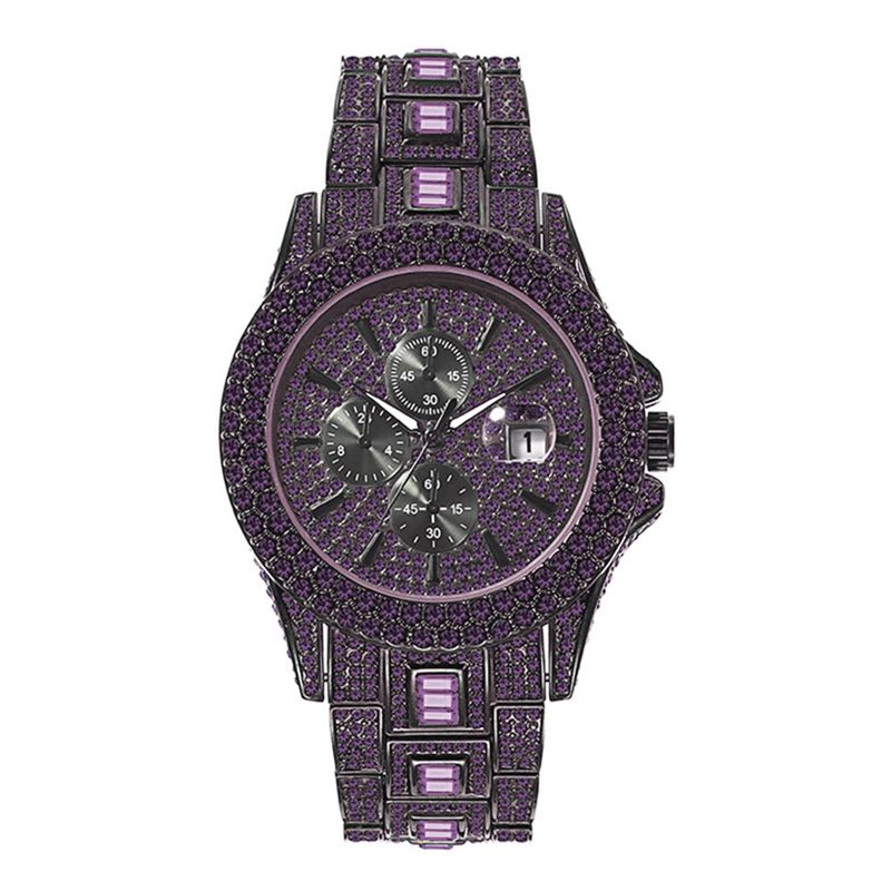 Blue and green diamond full-star watch, men's full-diamond watch, New style.