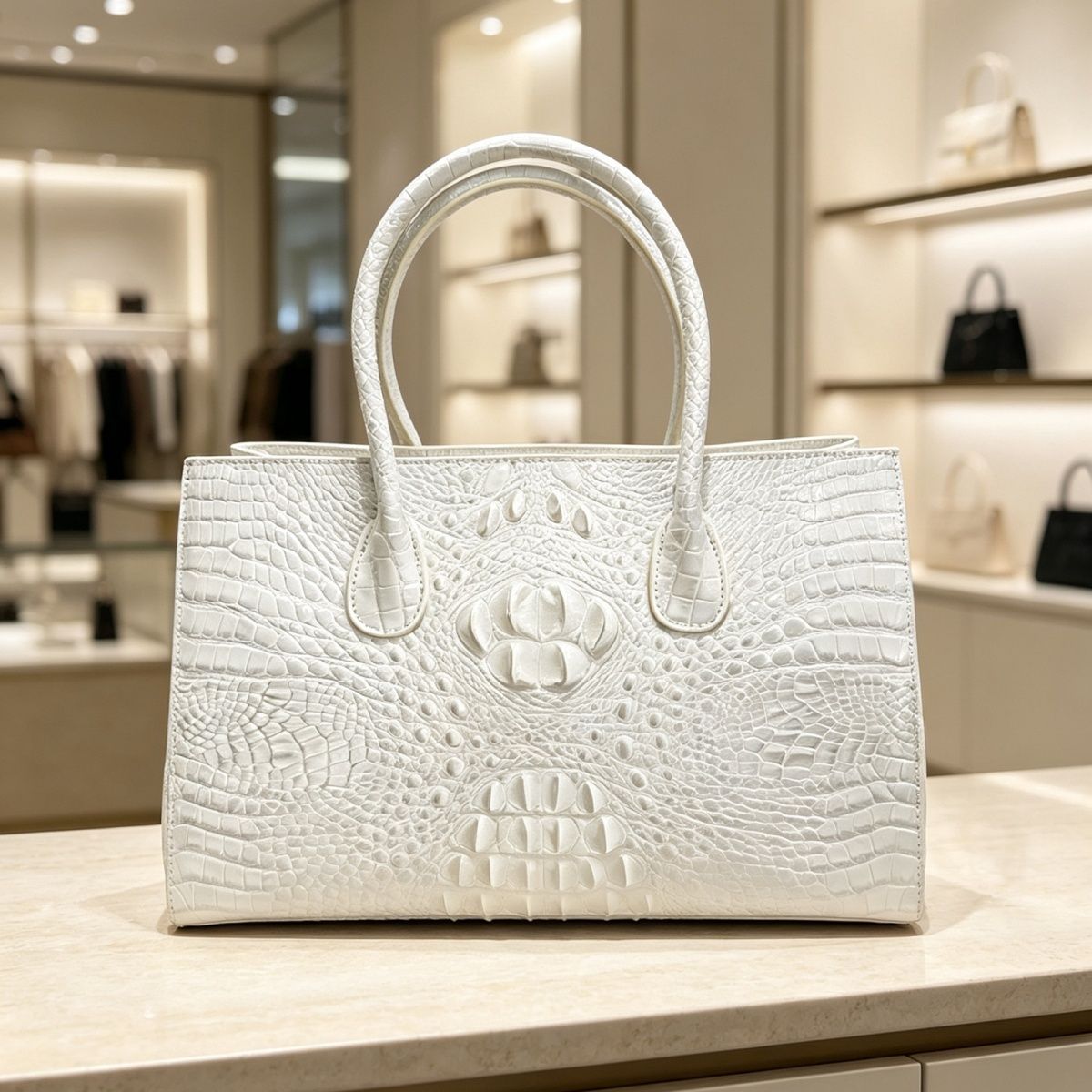 Large capacity crocodile leather handbag/crossbody bag, artistic and stylish, perfect as a gift with sequins and a sophisticated feel.