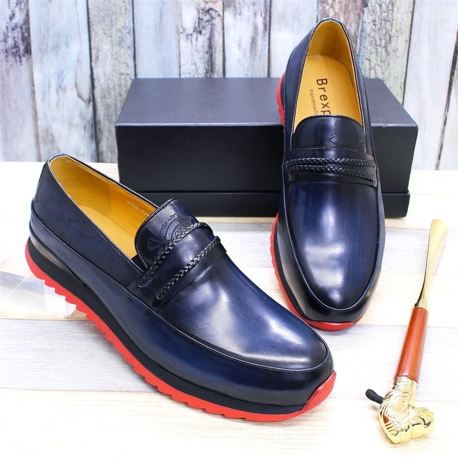 Stylish Handmade Leather Shoes for Men - Slip-on Loafers, Genuine Leather Casual Shoes, Breathable