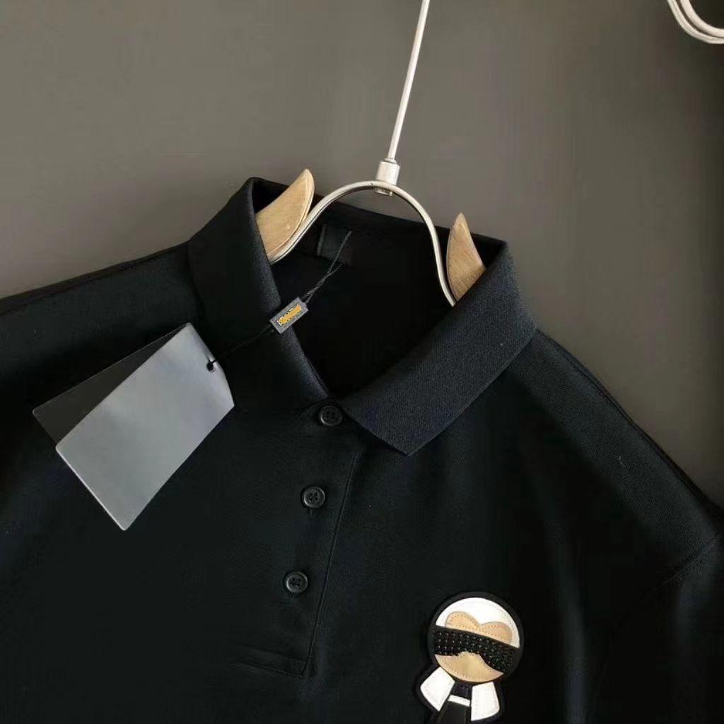 New Karl Lagerfeld Rhinestone Summer Short-Sleeve T-Shirt for Men and Women, Plus Size, Trendy Base Layer