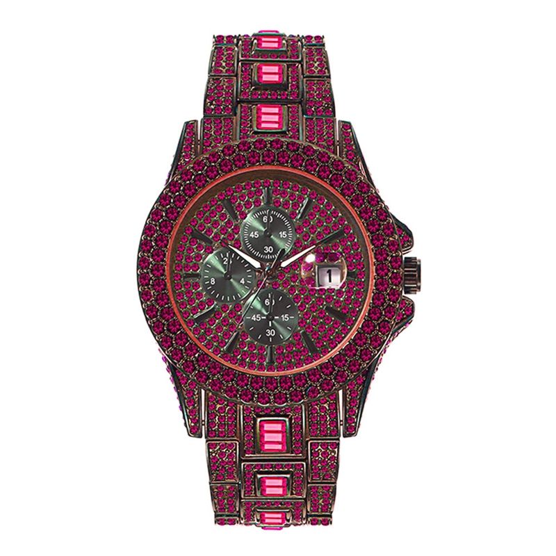Blue and green diamond full-star watch, men's full-diamond watch, New style.