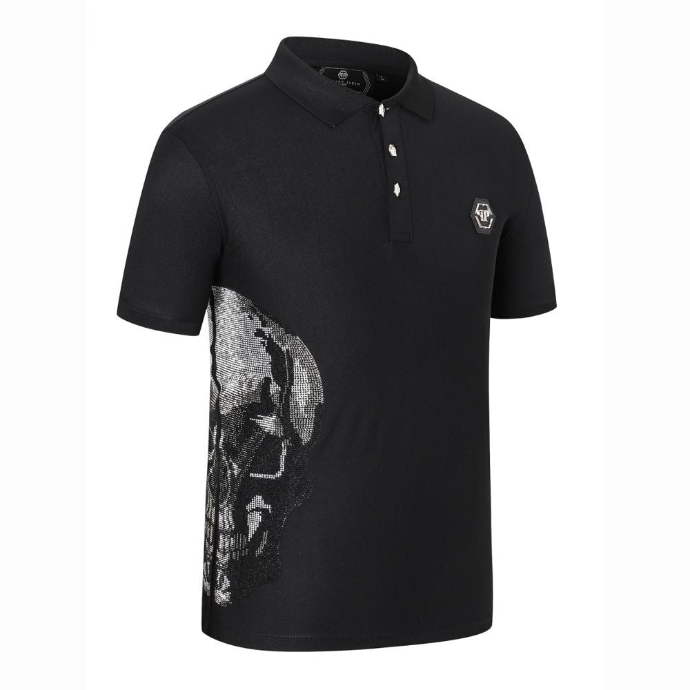 New Karl Lagerfeld Rhinestone Summer Short-Sleeve T-Shirt for Men and Women, Plus Size, Trendy Base Layer