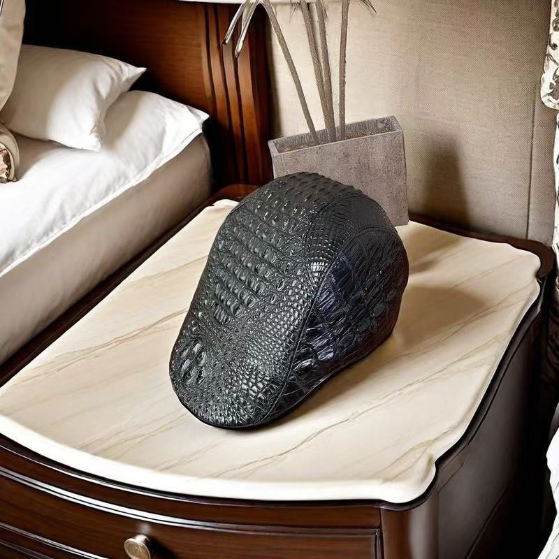 Crocodile Skin Beret, Outdoor High-End American Style Hooded Trendy Genuine Leather Unisex